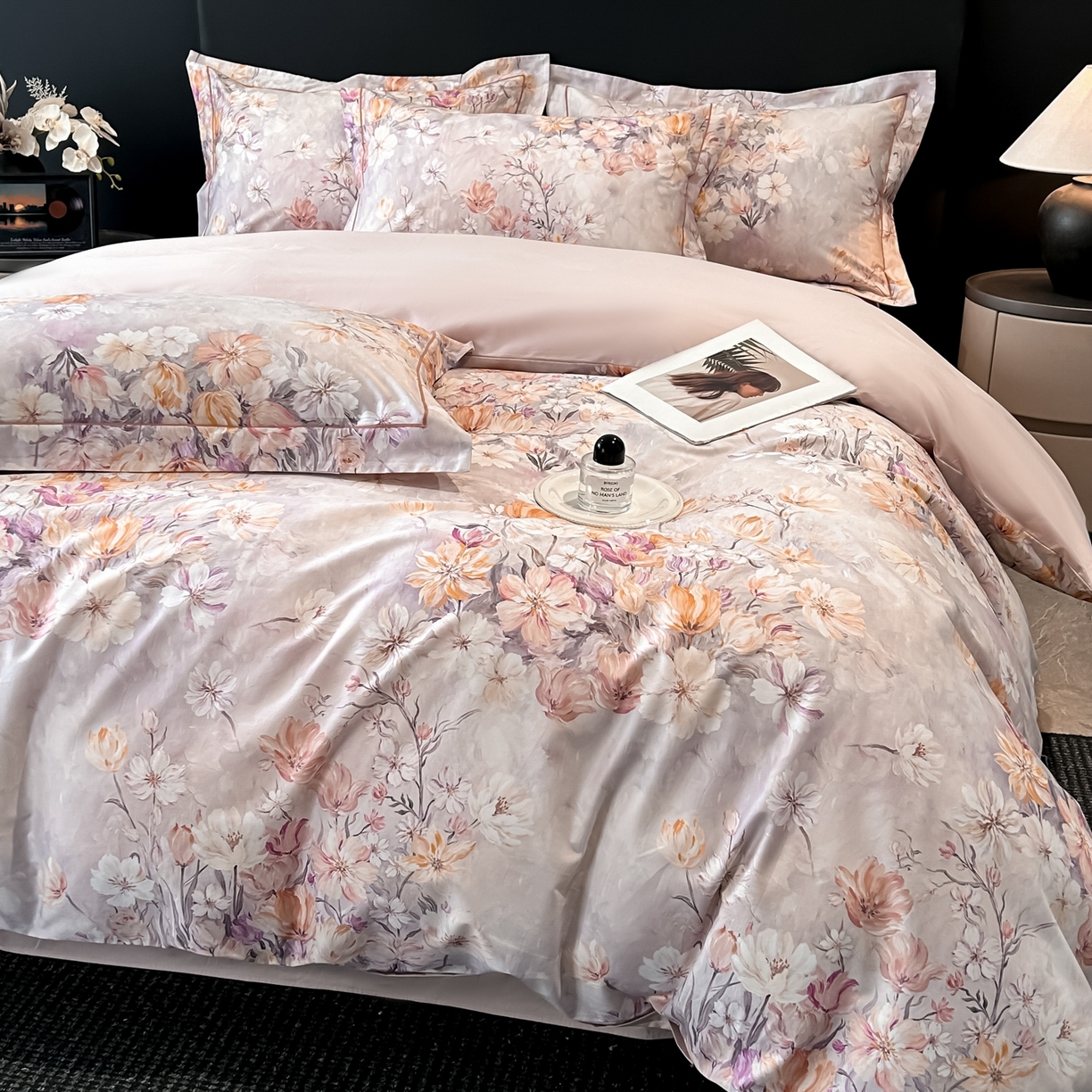 91家纺网 家纺一手货源 找家纺 启航家居 2026新款全棉纯棉数码印花四件套（控价198） 木浔与森粉