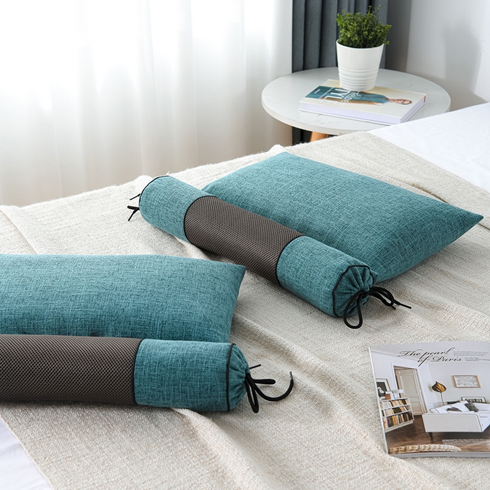 91家纺网 家纺一手货源 找家纺 仁宇枕业 2026新款新品枕头枕芯多功能组合式仿麻全荞麦护颈枕头枕芯 组合仿麻布枕绿色