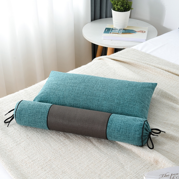 91家纺网 家纺一手货源 找家纺 仁宇枕业 2026新款新品枕头枕芯多功能组合式仿麻全荞麦护颈枕头枕芯 组合仿麻布枕绿色