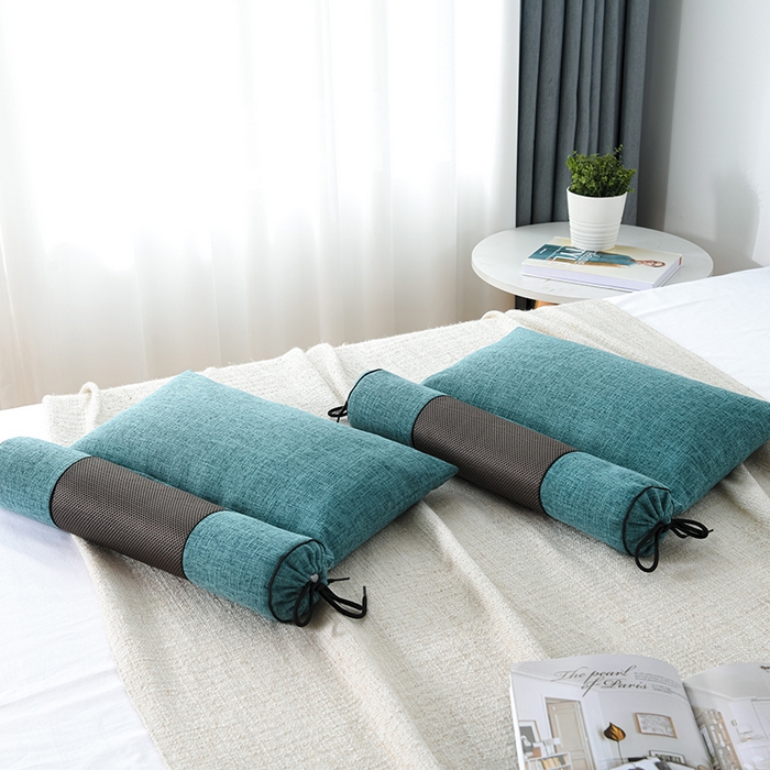 91家纺网 家纺一手货源 找家纺 仁宇枕业 2026新款新品枕头枕芯多功能组合式仿麻全荞麦护颈枕头枕芯 组合仿麻布枕绿色