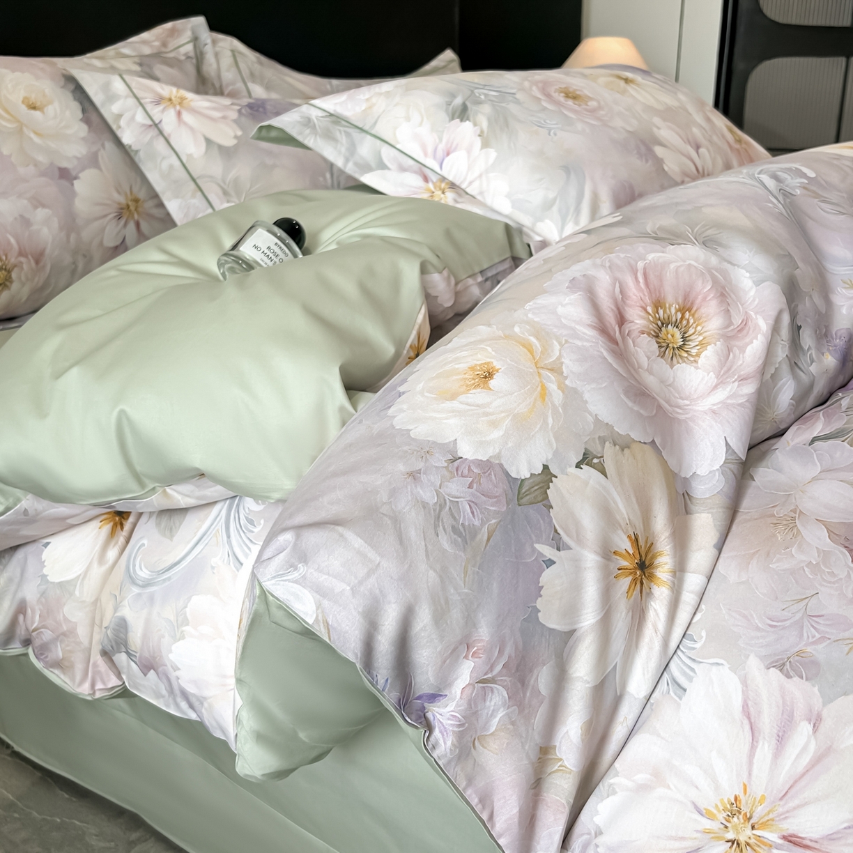 91家纺网 家纺一手货源 找家纺 启航家居 2026新款全棉纯棉数码印花四件套（控价198） 云薇悠韵紫