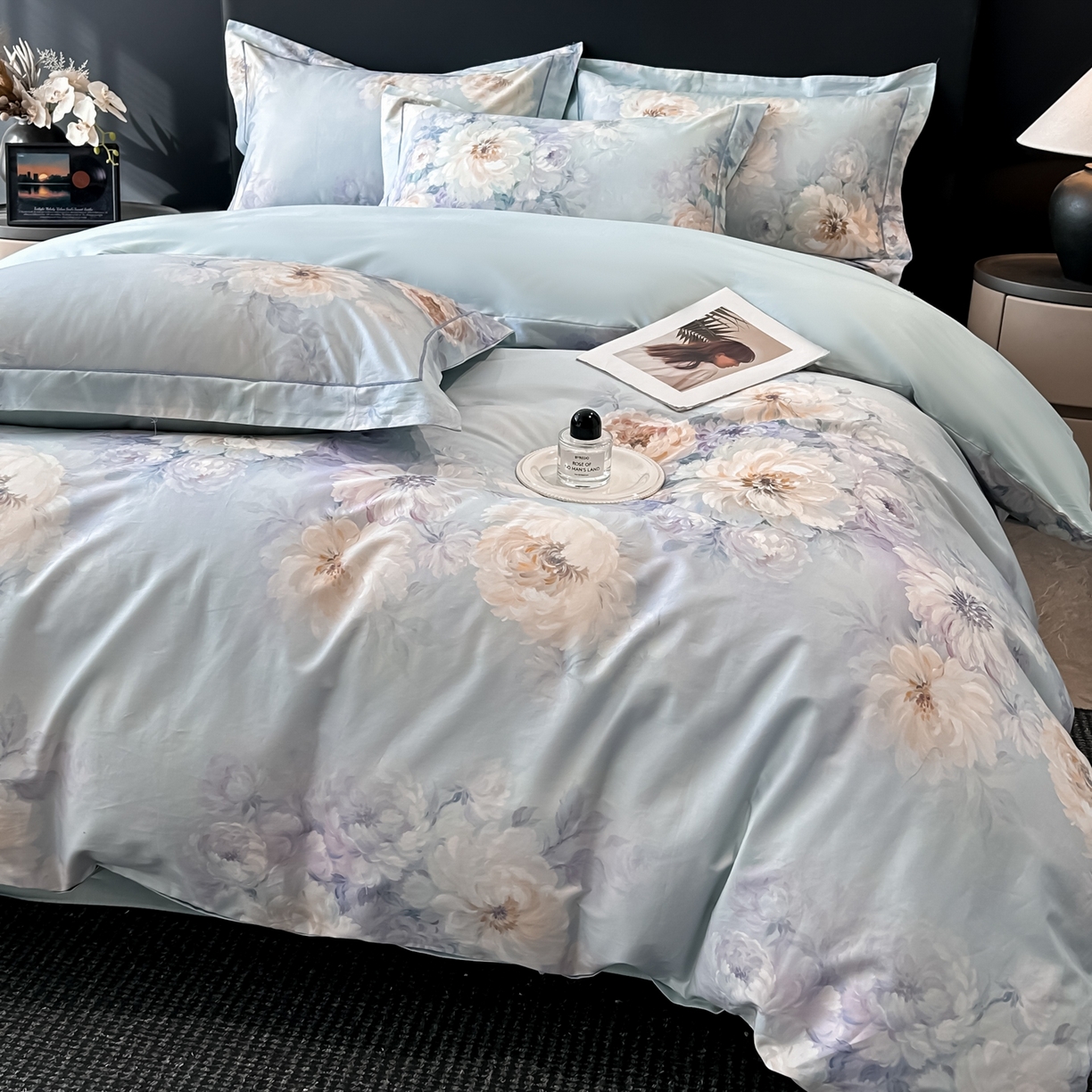 91家纺网 家纺一手货源 找家纺 启航家居 2026新款全棉纯棉数码印花四件套（控价198） 栖茜岛兰