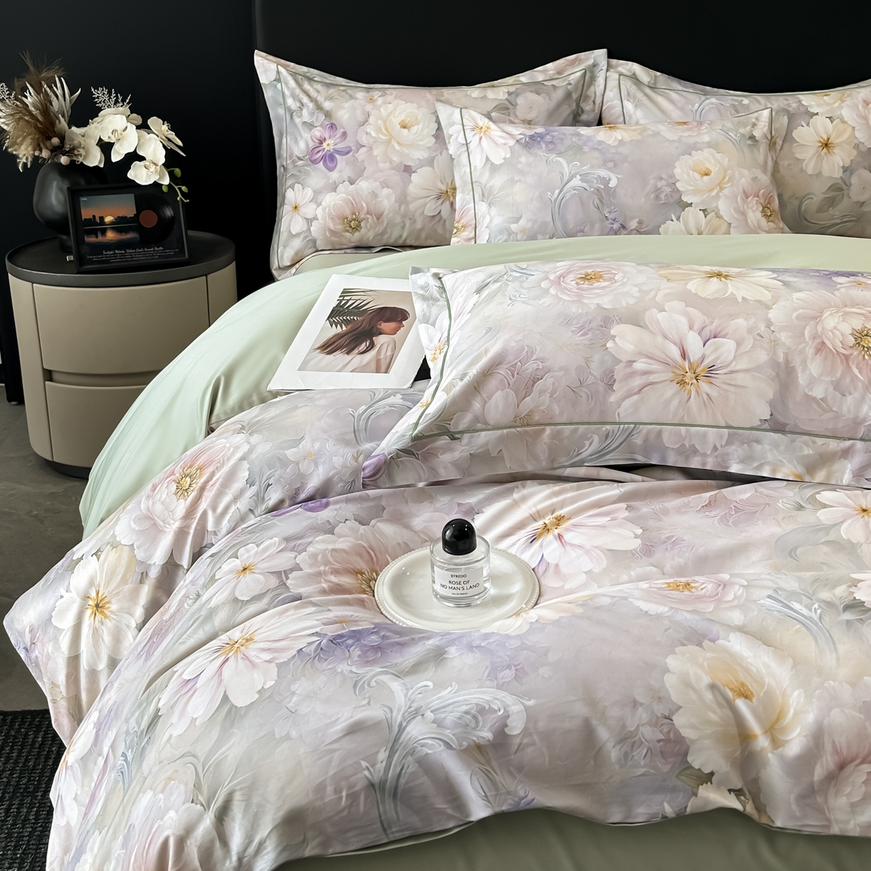 91家纺网 家纺一手货源 找家纺 启航家居 2026新款全棉纯棉数码印花四件套（控价198） 云薇悠韵紫