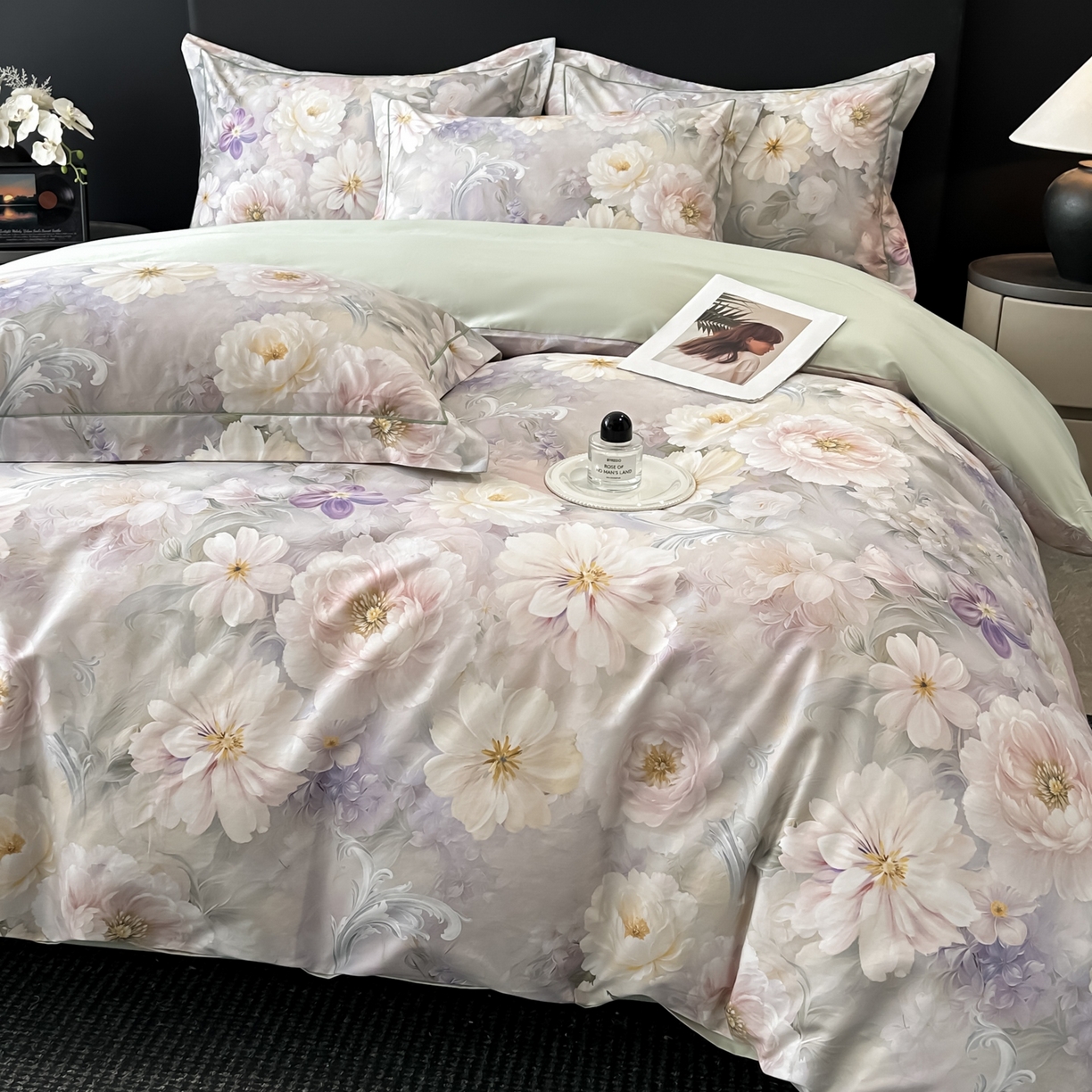 91家纺网 家纺一手货源 找家纺 启航家居 2026新款全棉纯棉数码印花四件套（控价198） 云薇悠韵紫