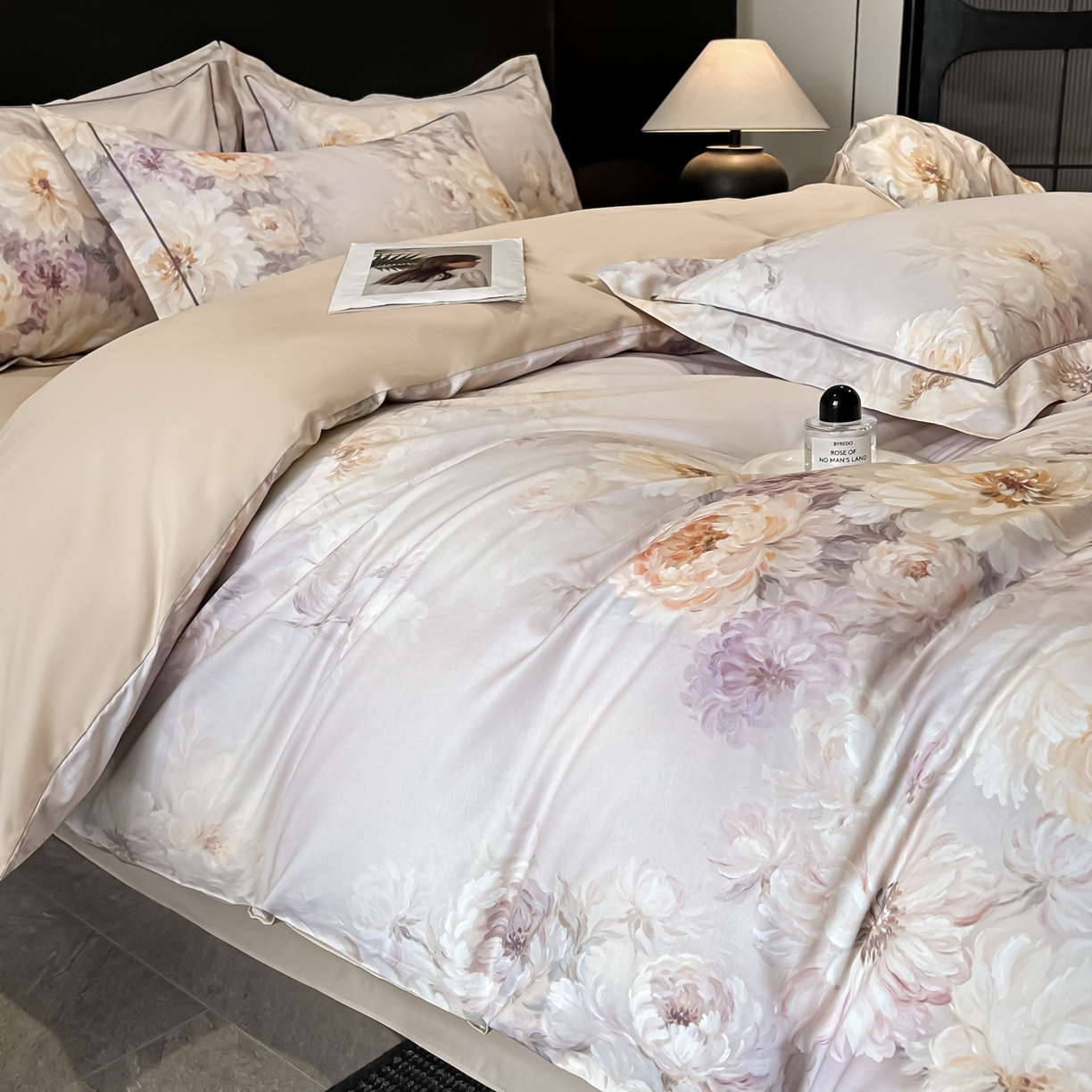 91家纺网 家纺一手货源 找家纺 启航家居 2026新款全棉纯棉数码印花四件套（控价198） 栖茜岛紫