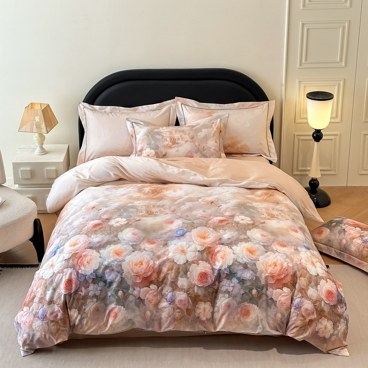 91家纺网 家纺一手货源 找家纺 启航家居 2026新款全棉纯棉数码印花四件套（控价198） 馥刻粉