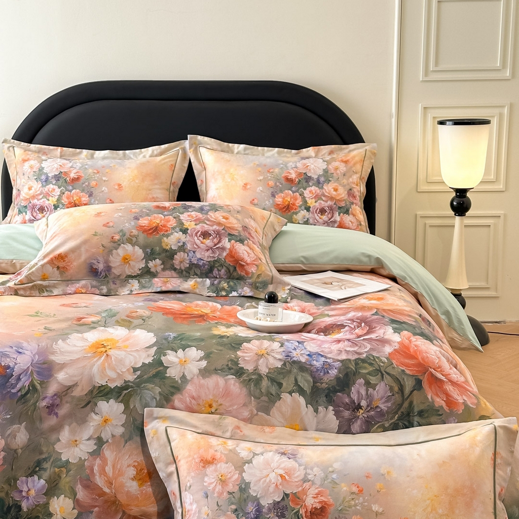 91家纺网 家纺一手货源 找家纺 启航家居 2026新款全棉纯棉数码印花四件套（控价198） 晴云出岫绿