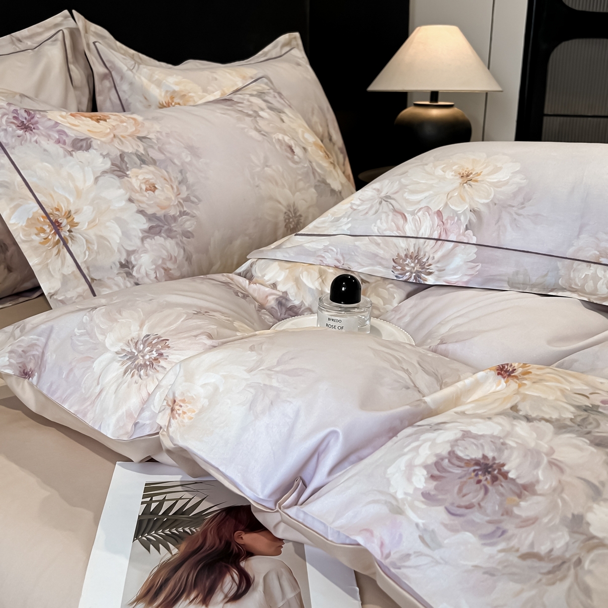 91家纺网 家纺一手货源 找家纺 启航家居 2026新款全棉纯棉数码印花四件套（控价198） 栖茜岛紫