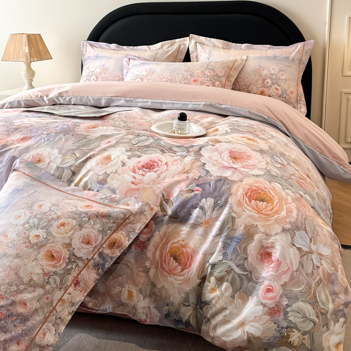 91家纺网 家纺一手货源 找家纺 启航家居 2026新款全棉纯棉数码印花四件套（控价198） 素缕生香紫