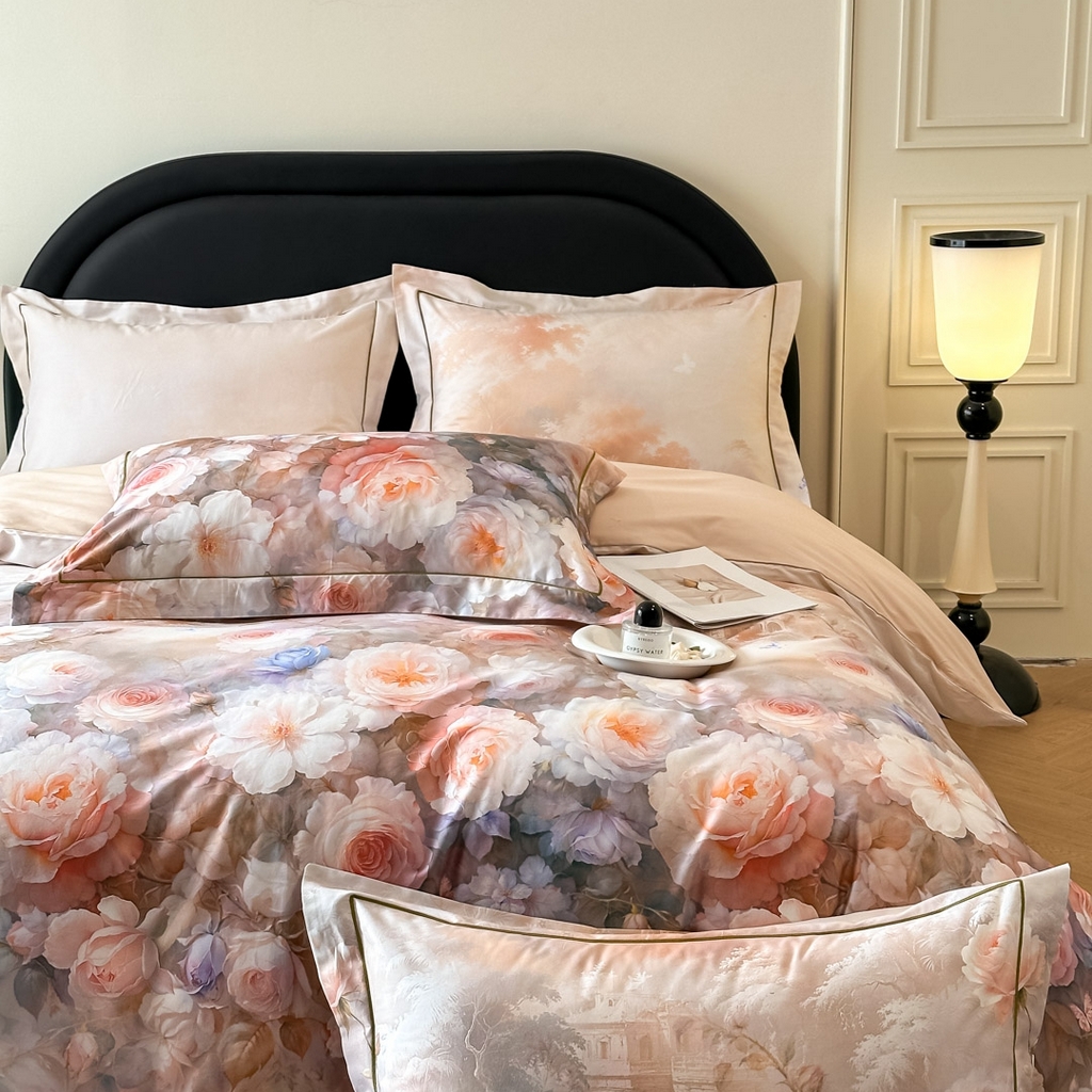 91家纺网 家纺一手货源 找家纺 启航家居 2026新款全棉纯棉数码印花四件套（控价198） 馥刻粉