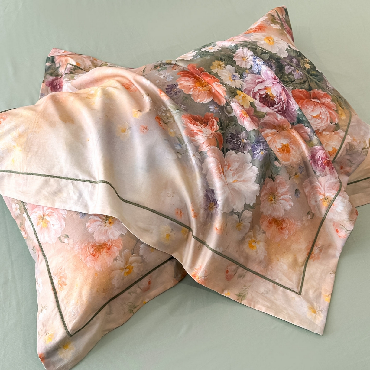 91家纺网 家纺一手货源 找家纺 启航家居 2026新款全棉纯棉数码印花四件套（控价198） 晴云出岫绿