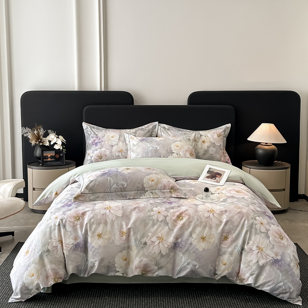 91家纺网 家纺一手货源 找家纺 启航家居 2026新款全棉纯棉数码印花四件套（控价198） 云薇悠韵紫