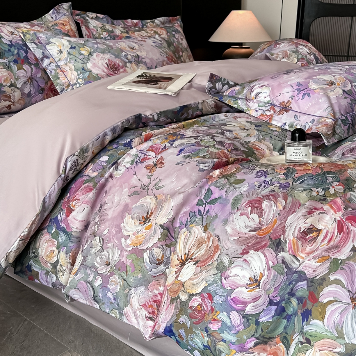 91家纺网 家纺一手货源 找家纺 启航家居 2026新款全棉纯棉数码印花四件套（控价198） 水墨丹青紫