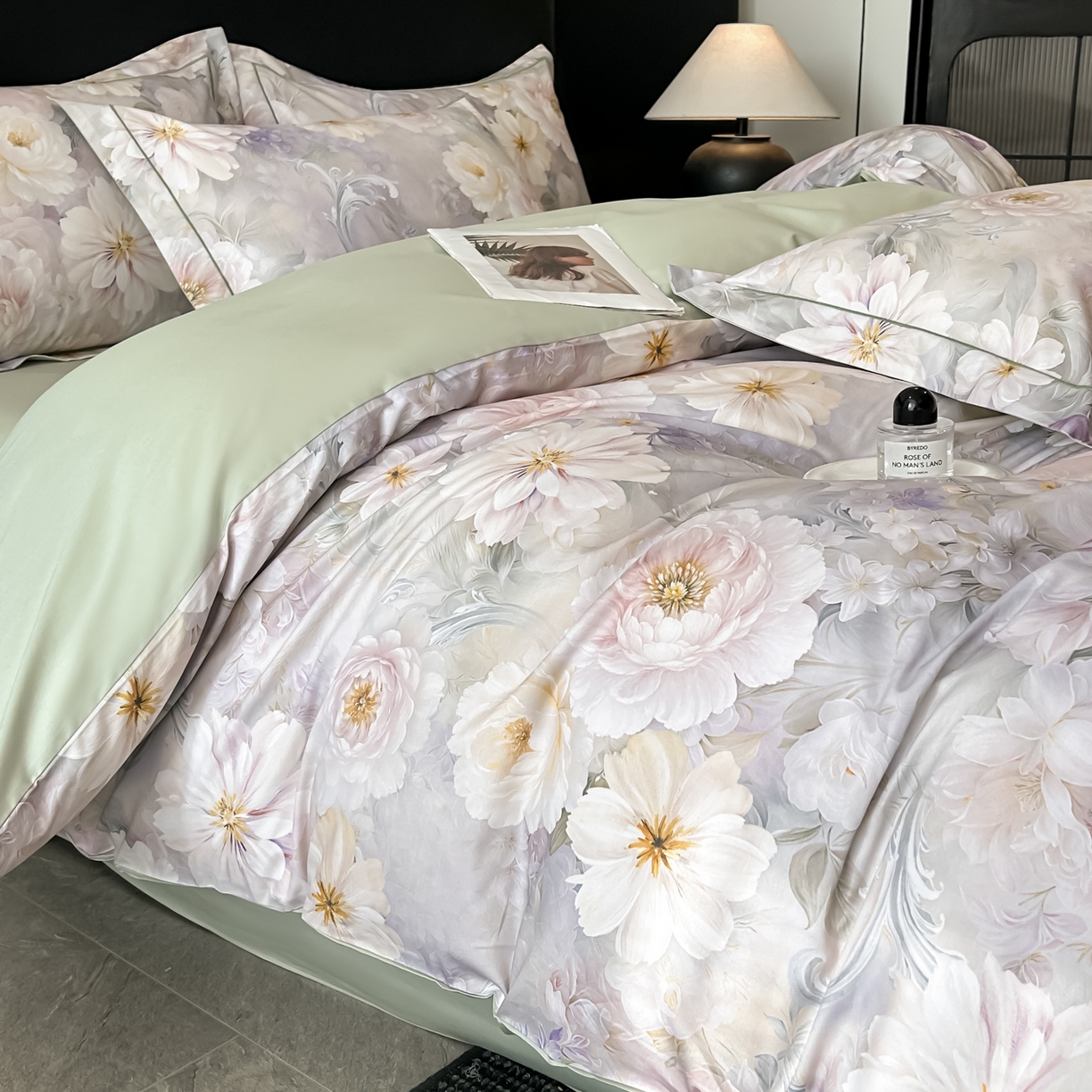 91家纺网 家纺一手货源 找家纺 启航家居 2026新款全棉纯棉数码印花四件套（控价198） 云薇悠韵紫