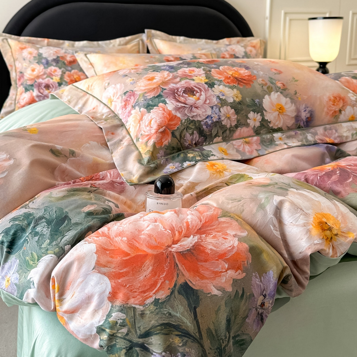 91家纺网 家纺一手货源 找家纺 启航家居 2026新款全棉纯棉数码印花四件套（控价198） 晴云出岫绿