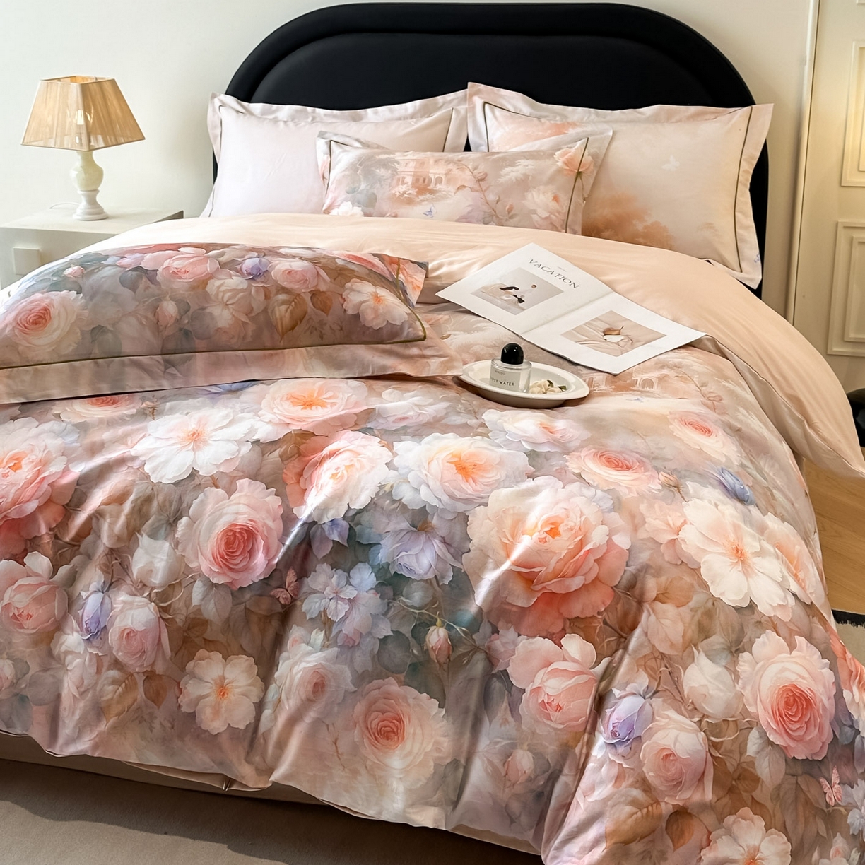 91家纺网 家纺一手货源 找家纺 启航家居 2026新款全棉纯棉数码印花四件套（控价198） 馥刻粉