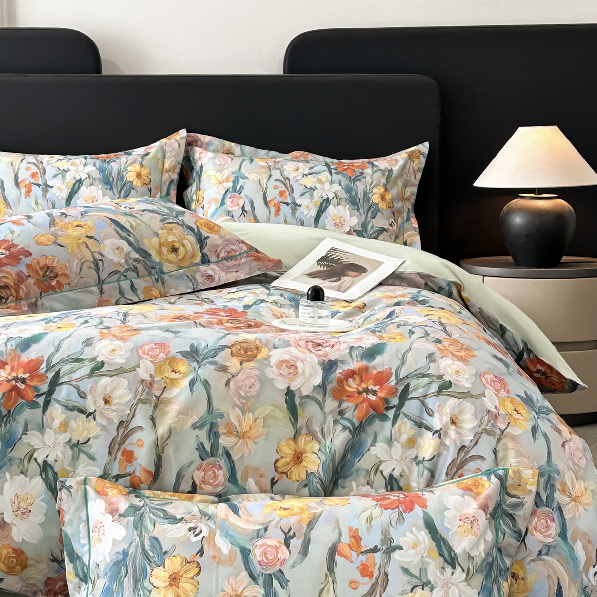 91家纺网 家纺一手货源 找家纺 启航家居 2026新款全棉纯棉数码印花四件套（控价198） 幻梦之舞绿