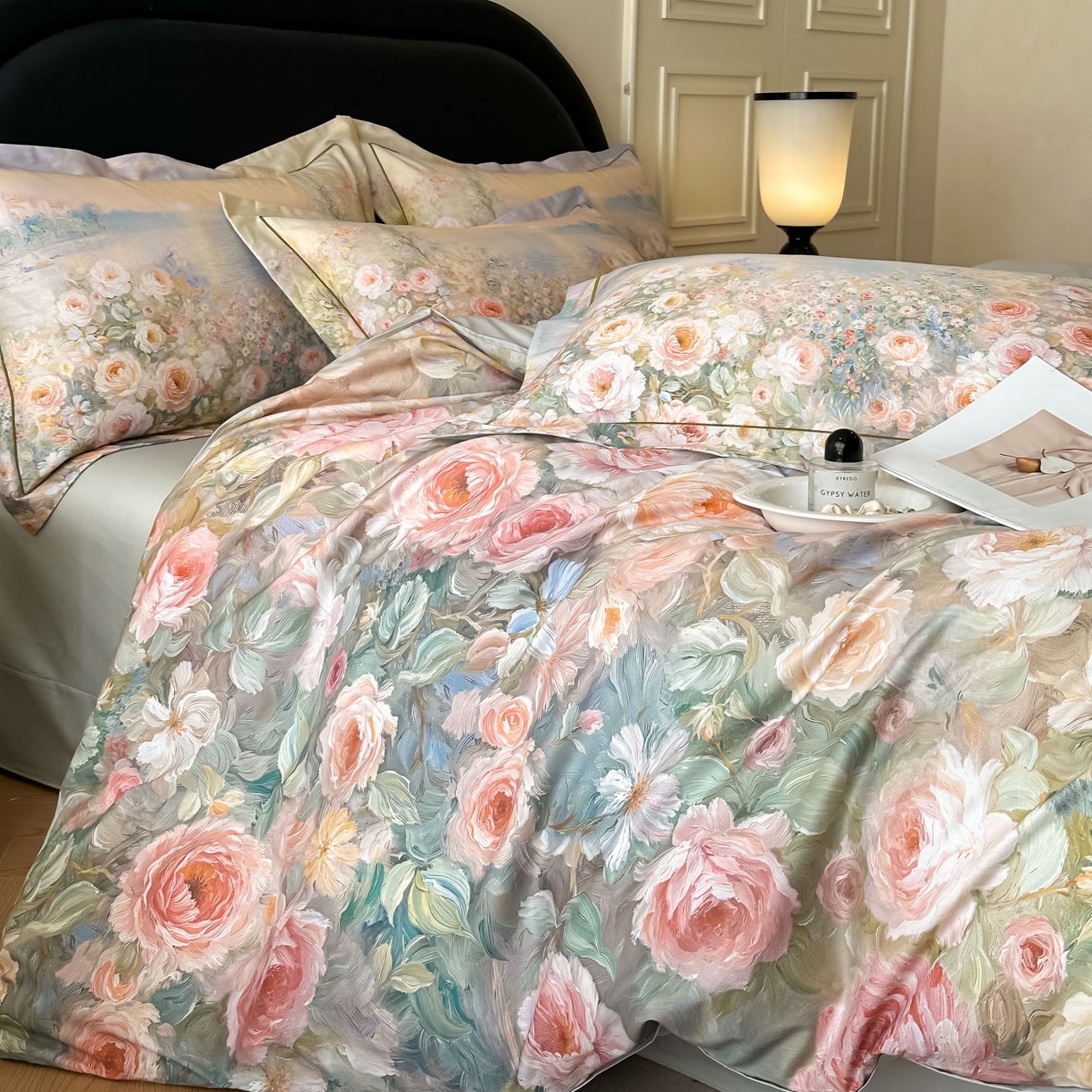 91家纺网 家纺一手货源 找家纺 启航家居 2026新款全棉纯棉数码印花四件套（控价198） 素缕生香绿