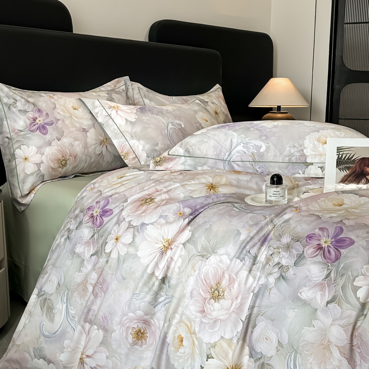 91家纺网 家纺一手货源 找家纺 启航家居 2026新款全棉纯棉数码印花四件套（控价198） 云薇悠韵紫