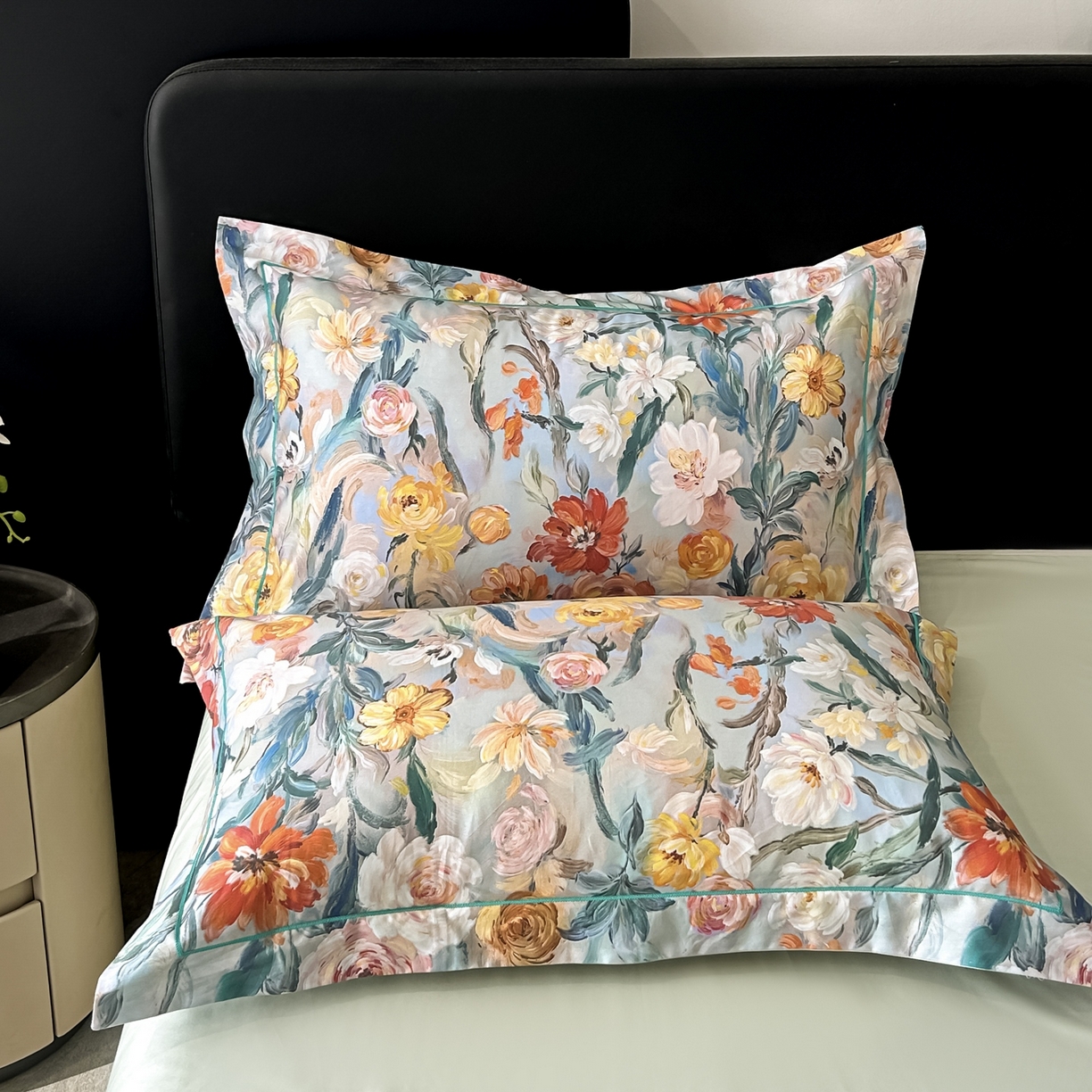 91家纺网 家纺一手货源 找家纺 启航家居 2026新款全棉纯棉数码印花四件套（控价198） 幻梦之舞绿