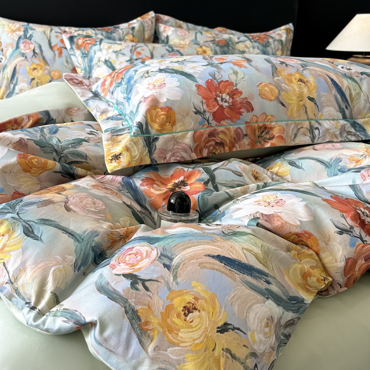 91家纺网 家纺一手货源 找家纺 启航家居 2026新款全棉纯棉数码印花四件套（控价198） 幻梦之舞绿