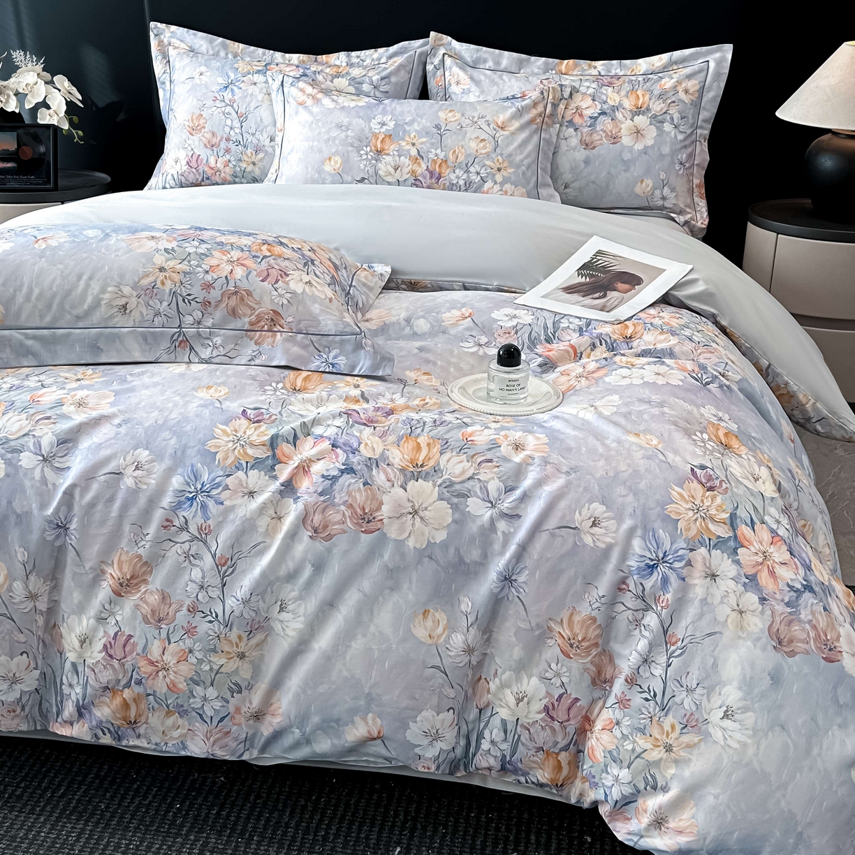 91家纺网 家纺一手货源 找家纺 启航家居 2026新款全棉纯棉数码印花四件套（控价198） 木浔与森紫