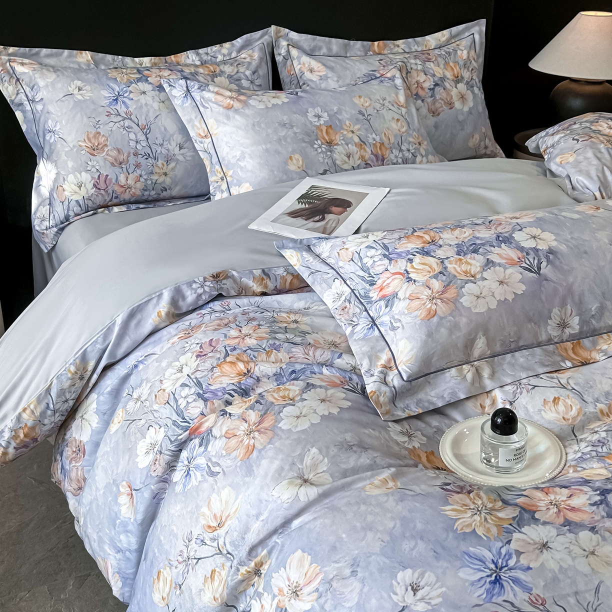 91家纺网 家纺一手货源 找家纺 启航家居 2026新款全棉纯棉数码印花四件套（控价198） 木浔与森紫