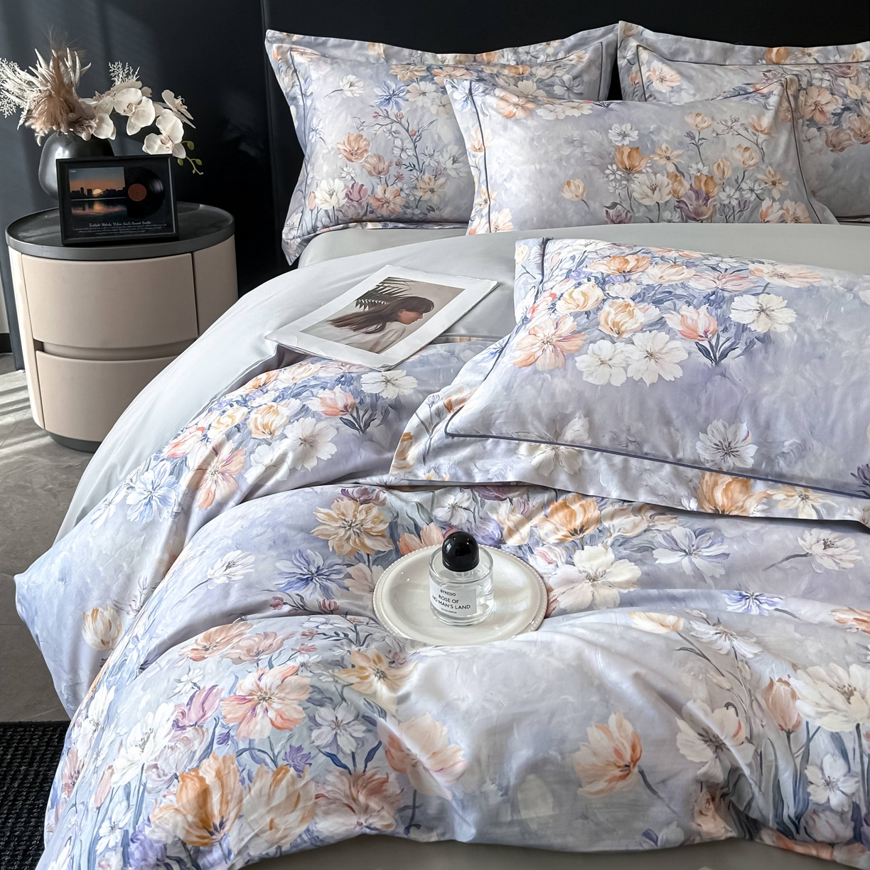 91家纺网 家纺一手货源 找家纺 启航家居 2026新款全棉纯棉数码印花四件套（控价198） 木浔与森紫