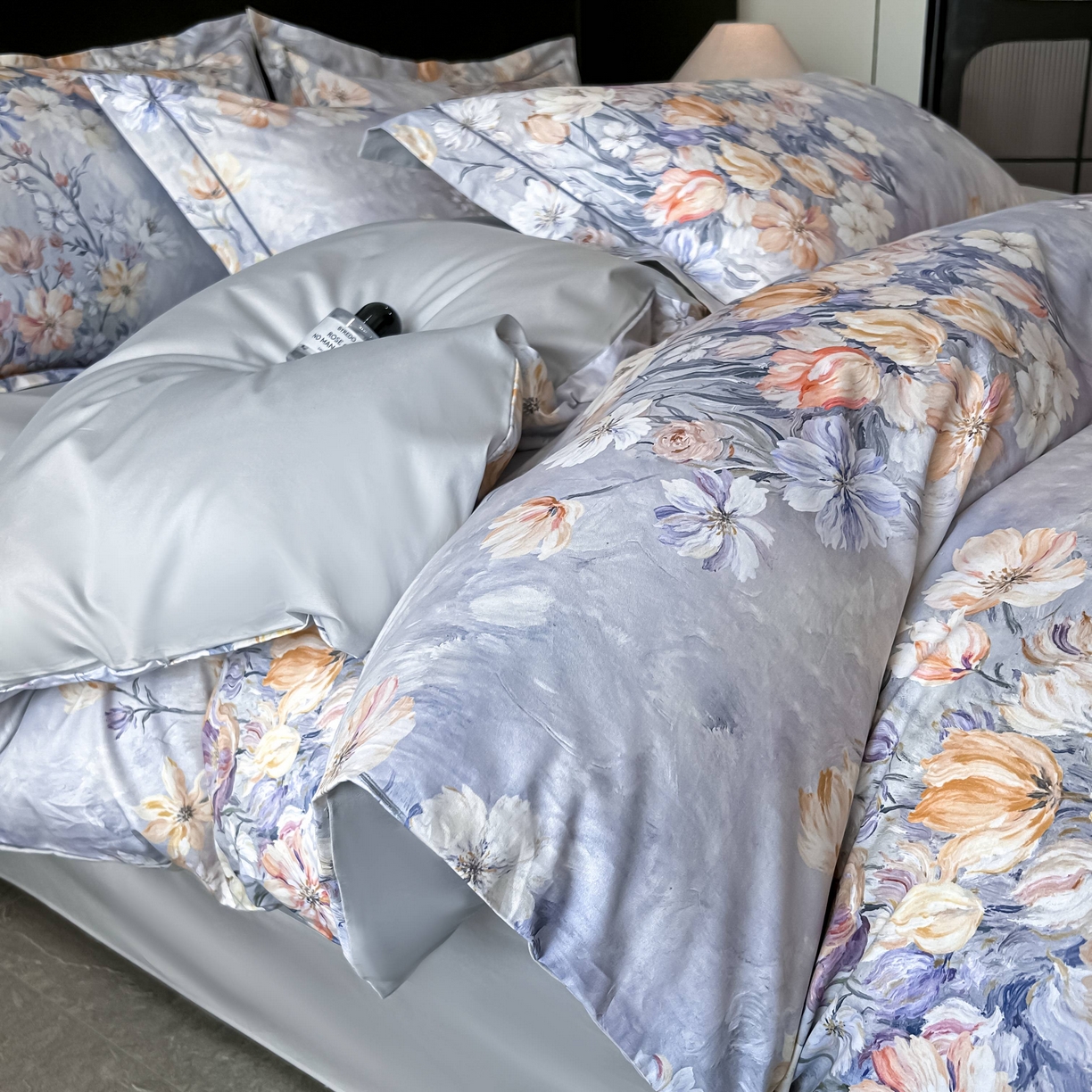 91家纺网 家纺一手货源 找家纺 启航家居 2026新款全棉纯棉数码印花四件套（控价198） 木浔与森紫