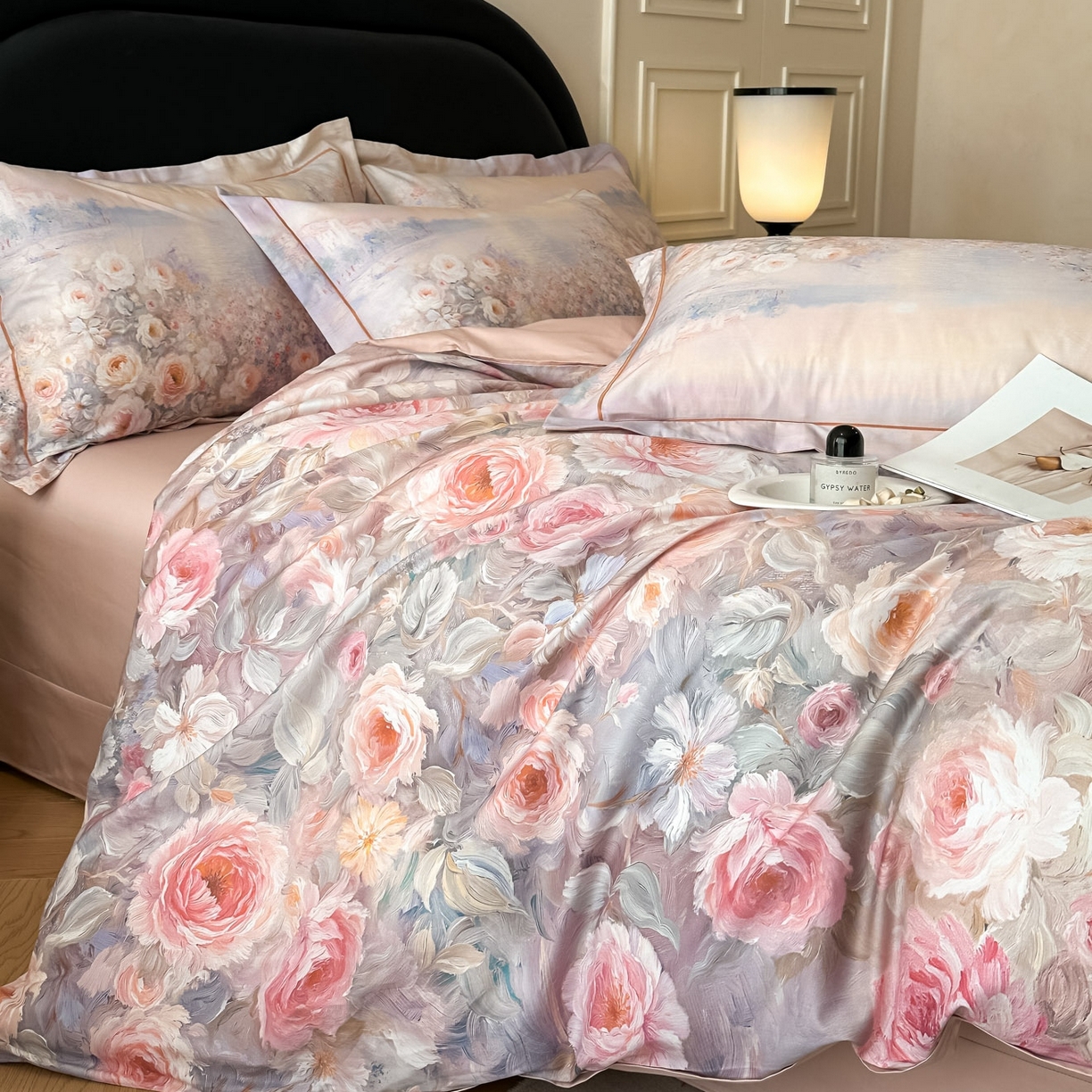 91家纺网 家纺一手货源 找家纺 启航家居 2026新款全棉纯棉数码印花四件套（控价198） 素缕生香紫