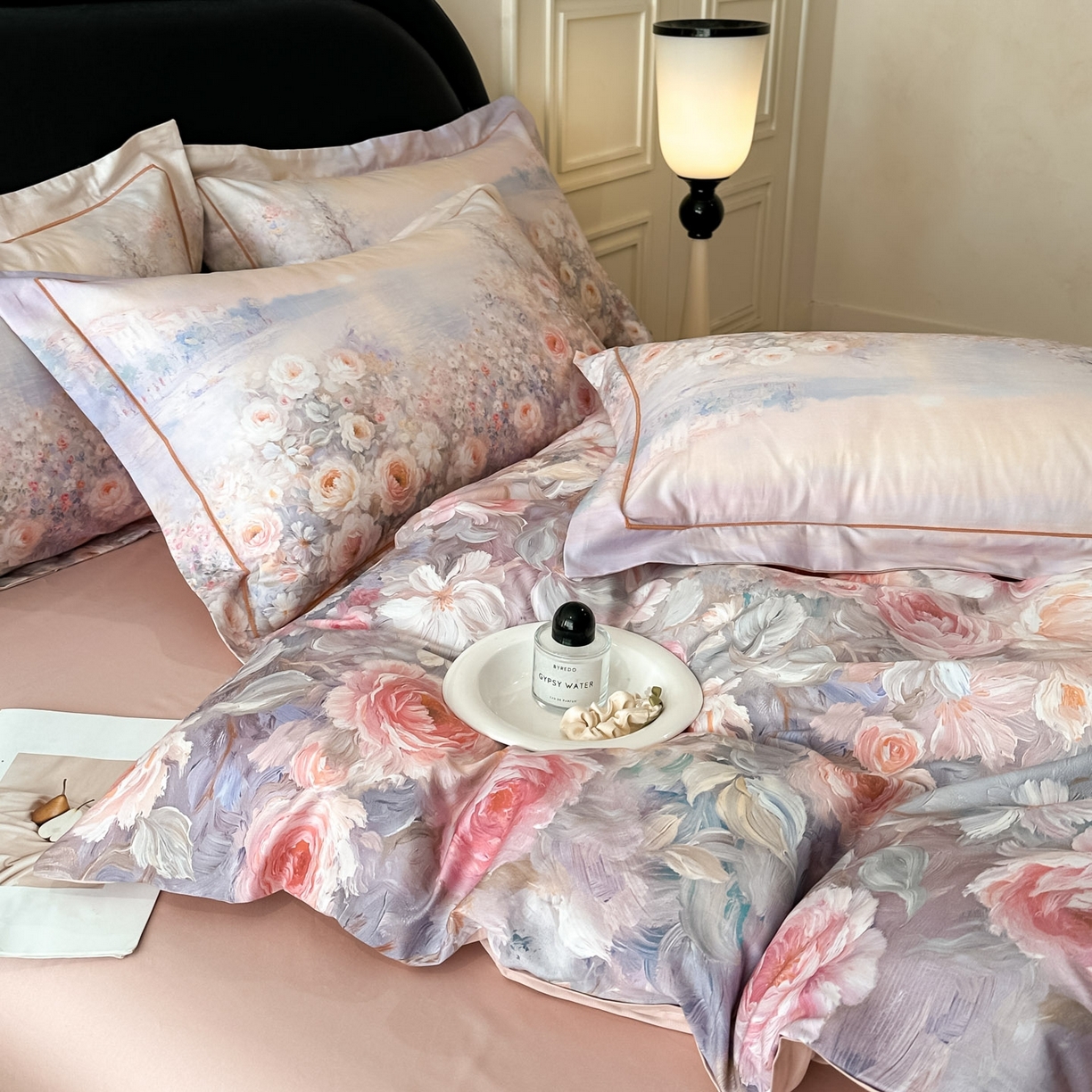 91家纺网 家纺一手货源 找家纺 启航家居 2026新款全棉纯棉数码印花四件套（控价198） 素缕生香紫