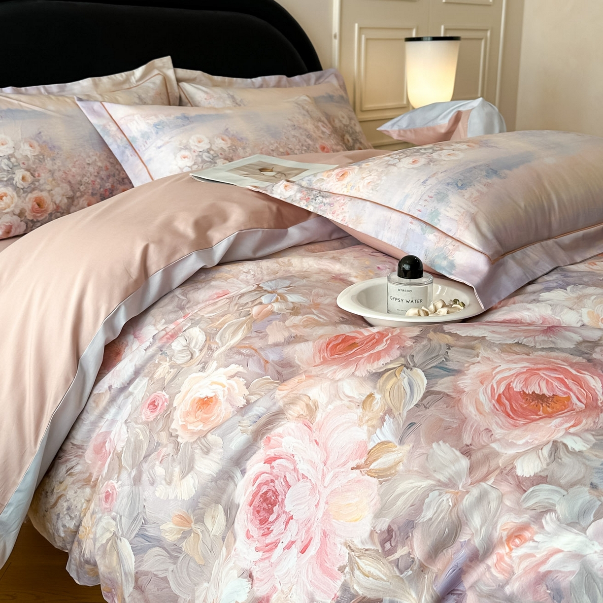 91家纺网 家纺一手货源 找家纺 启航家居 2026新款全棉纯棉数码印花四件套（控价198） 素缕生香紫