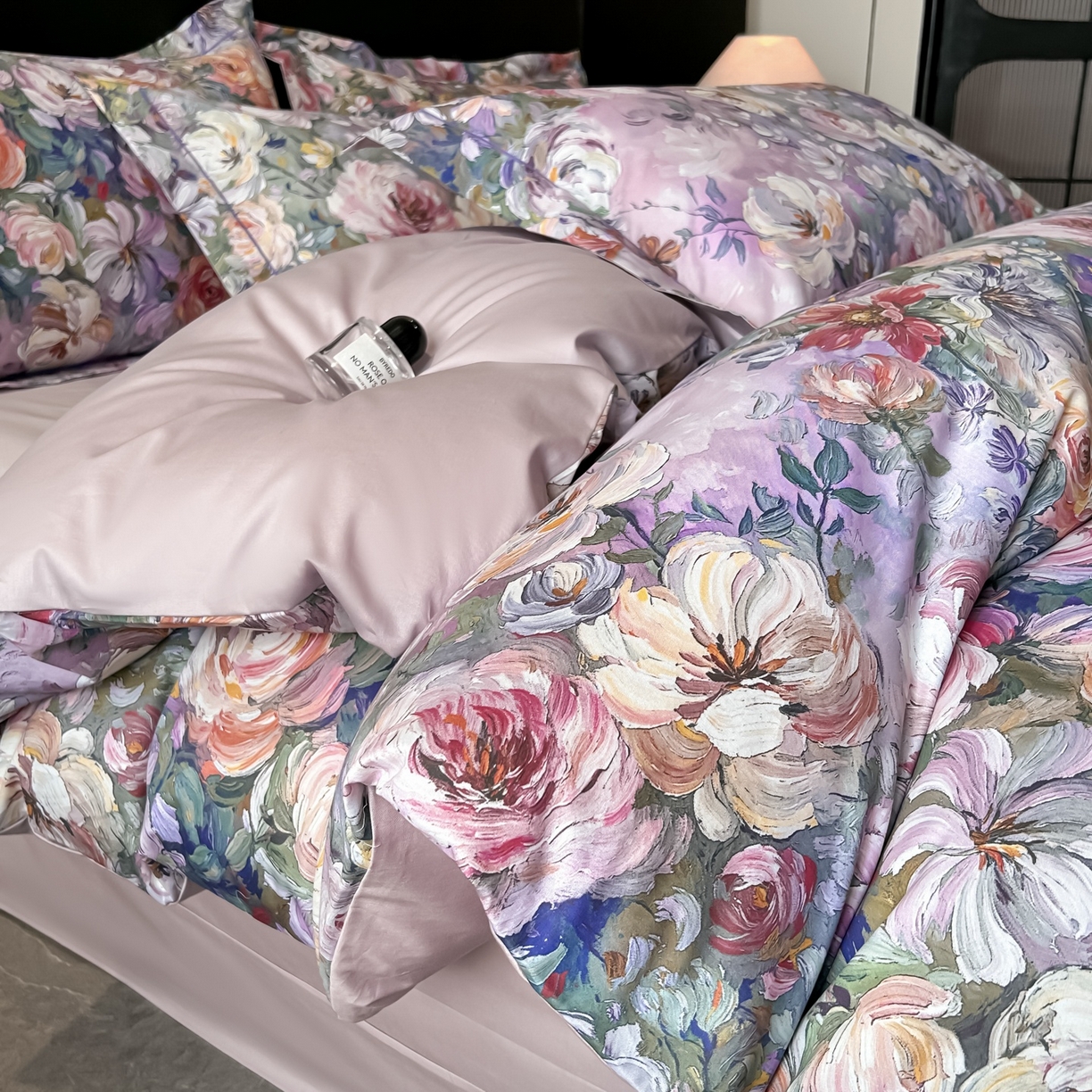 91家纺网 家纺一手货源 找家纺 启航家居 2026新款全棉纯棉数码印花四件套（控价198） 水墨丹青紫