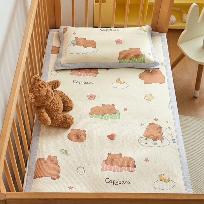 91家纺网 家纺一手货源 找家纺 （总）嗨生活 2026年新款600D冰藤凉席儿童婴儿床凉席 幼儿园凉席 拼床凉席（可定做）