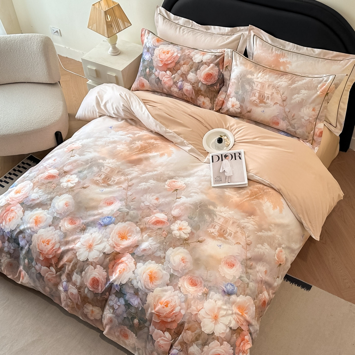 91家纺网 家纺一手货源 找家纺 启航家居 2026新款全棉纯棉数码印花四件套（控价198） 馥刻粉