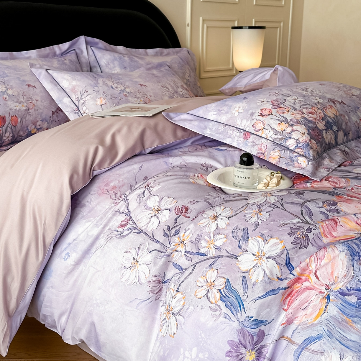 91家纺网 家纺一手货源 找家纺 启航家居 2026新款全棉纯棉数码印花四件套（控价198） 无茵之境紫