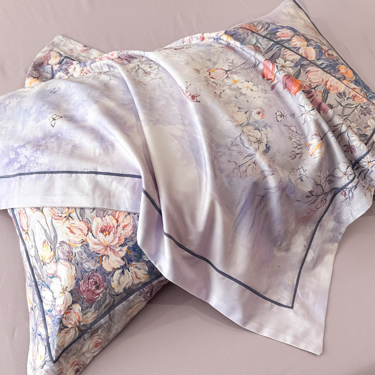 91家纺网 家纺一手货源 找家纺 启航家居 2026新款全棉纯棉数码印花四件套（控价198） 无茵之境紫