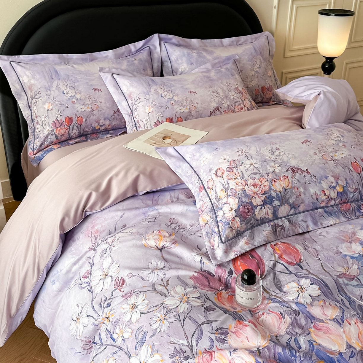 91家纺网 家纺一手货源 找家纺 启航家居 2026新款全棉纯棉数码印花四件套（控价198） 无茵之境紫