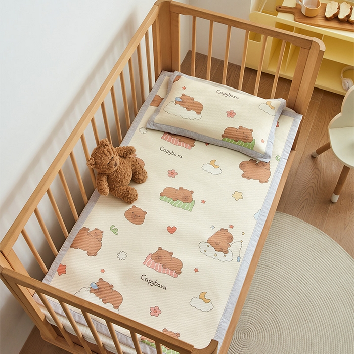 91家纺网 家纺一手货源 找家纺 嗨生活 2026年新款600D冰藤凉席儿童婴儿床凉席 幼儿园凉席 拼床凉席（可定做） 可爱巴拉