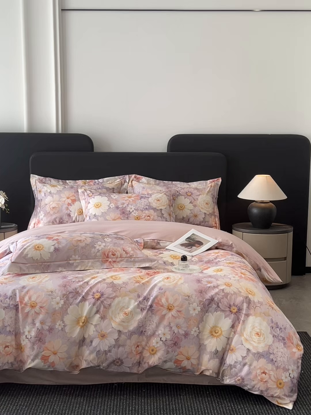 91家纺网 家纺一手货源 找家纺 启航家居 2026新款全棉纯棉数码印花四件套（控价198） 木槿花开粉