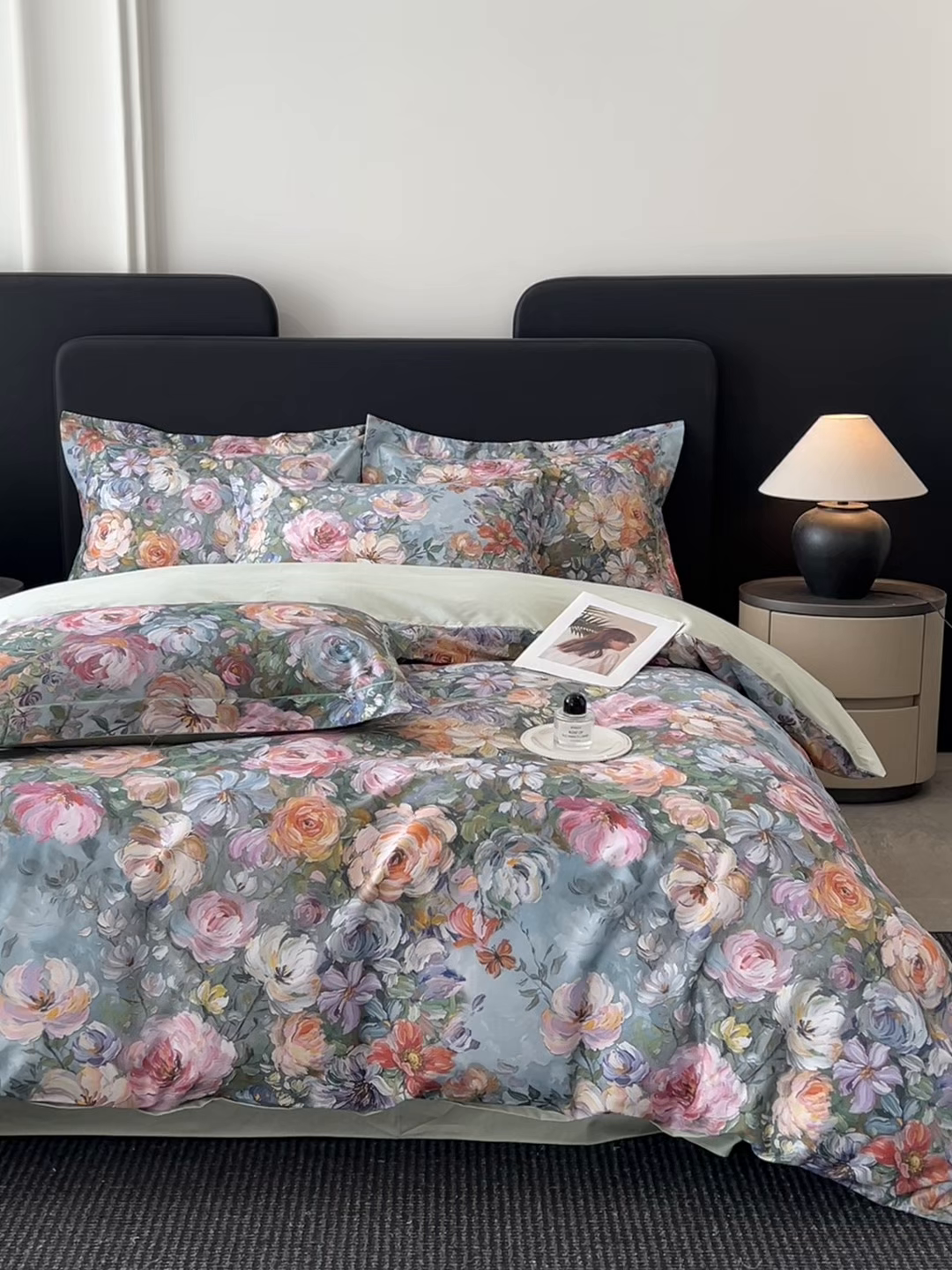 91家纺网 家纺一手货源 找家纺 启航家居 2026新款全棉纯棉数码印花四件套（控价198） 水墨丹青绿