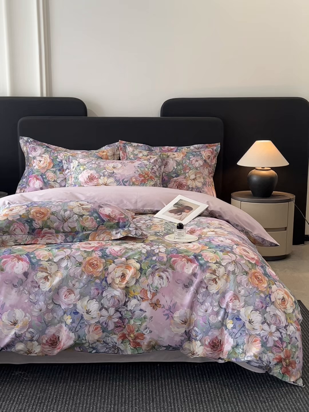 91家纺网 家纺一手货源 找家纺 启航家居 2026新款全棉纯棉数码印花四件套（控价198） 水墨丹青紫