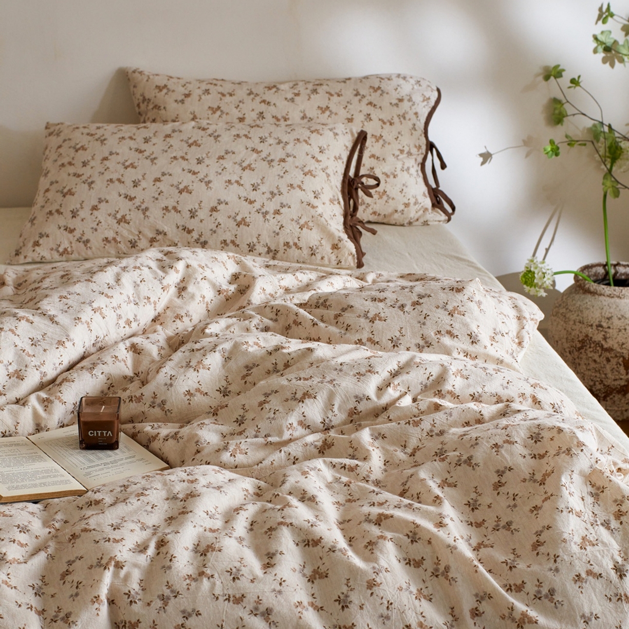 由丽家纺 2026新款法式复古风棉麻绑带款四件套 绿野仙踪