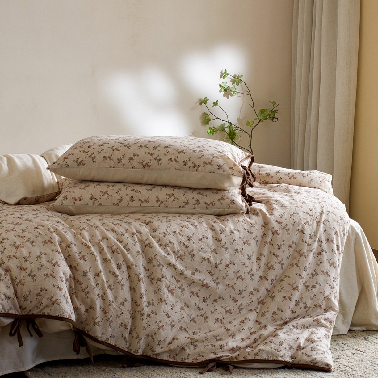 91家纺网 家纺一手货源 找家纺 由丽家纺 2026新款法式复古风棉麻绑带款四件套 绿野仙踪