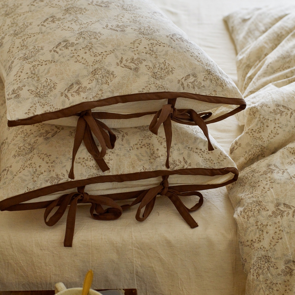 91家纺网 家纺一手货源 找家纺 由丽家纺 2026新款法式复古风棉麻绑带款四件套 千幻梦