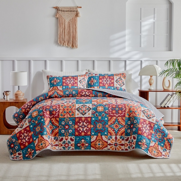 91家纺网 家纺一手货源 找家纺 （总）温宁家纺 2026新款印花床盖第二批跨境，外贸，亚马逊，shein，temu