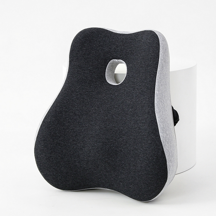 91家纺网 家纺一手货源 找家纺 仁宇枕业 2026新款枕品清凉夏季锦冰丝包裹式带洞透气护腰垫腰靠 透气护腰腰靠-黑灰色