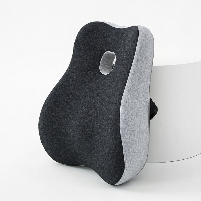 91家纺网 家纺一手货源 找家纺 仁宇枕业 2026新款枕品清凉夏季锦冰丝包裹式带洞透气护腰垫腰靠 透气护腰腰靠-黑灰色