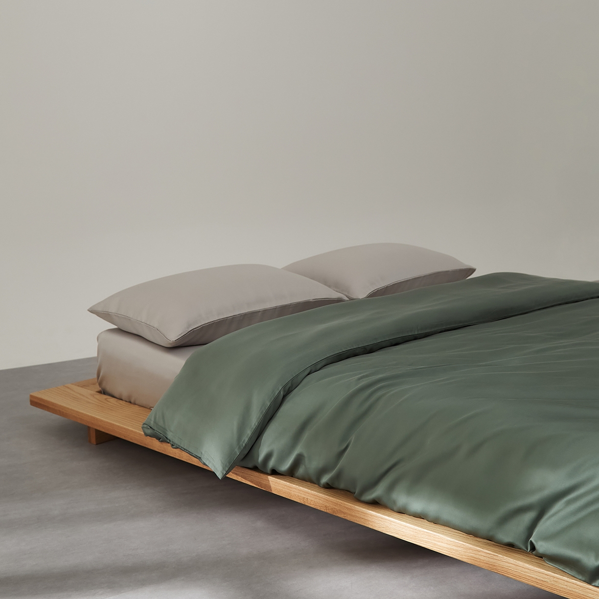 91家纺网 家纺一手货源 找家纺 优彩 2026新款60支兰精天丝单品枕套床单被套床笠系列-单被套 橄榄绿
