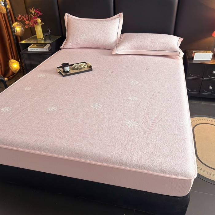 91家纺网 家纺一手货源 找家纺 （总）绒艺席业 2026年新款立体浮雕工艺正宗凉感豆豆席凉席席子-床笠款